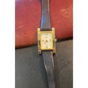 Women's 20mm Gold Tone Collezio Watch, Black Leather Band